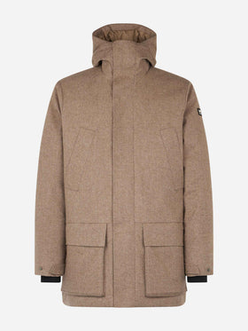 Man hooded parka Voyager with herringbone print