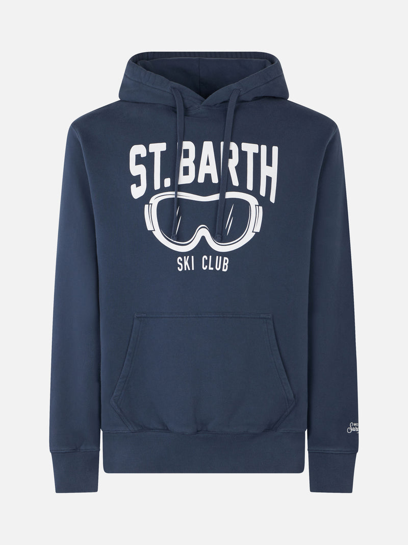 Man blue hoodie with St. Barth ski club print