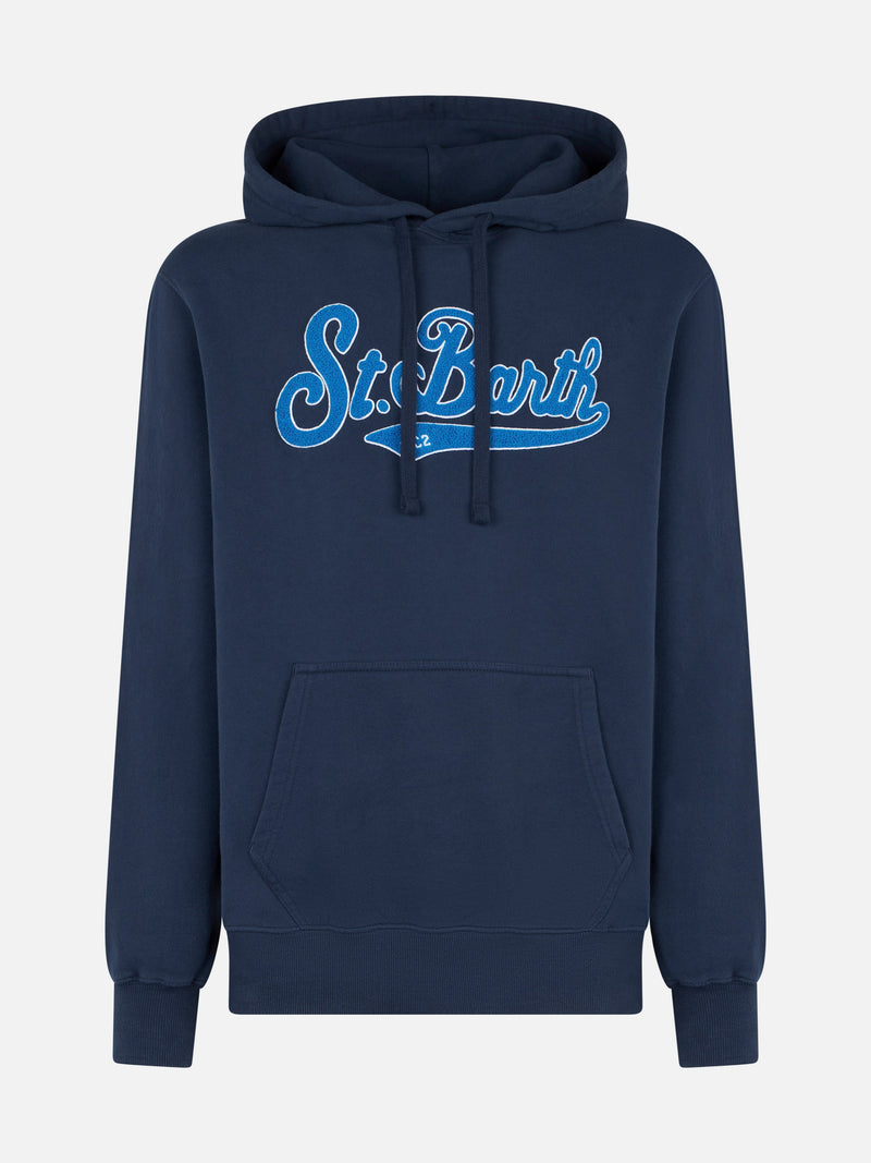 Man blue hoodie with St. Barth terry patch