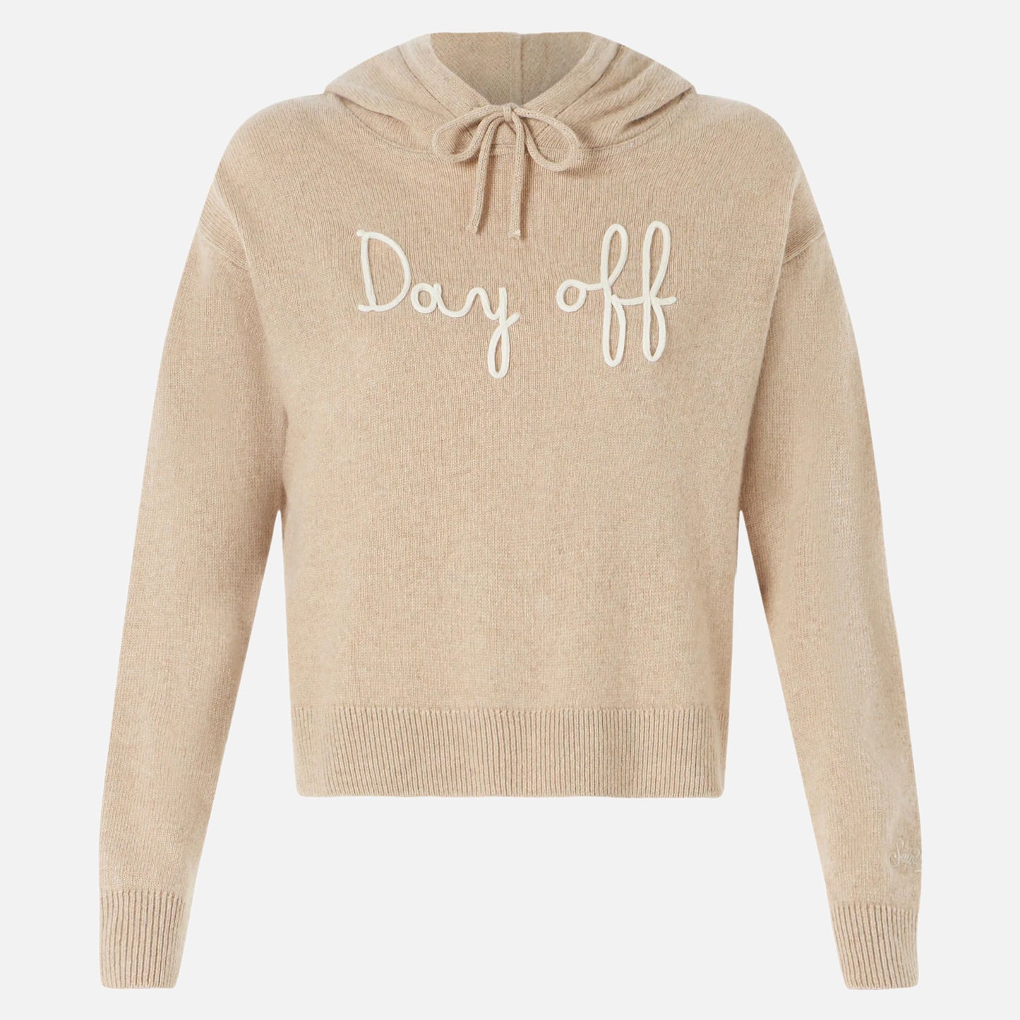 Woman cropped knit hoodie with Day Off embroidery