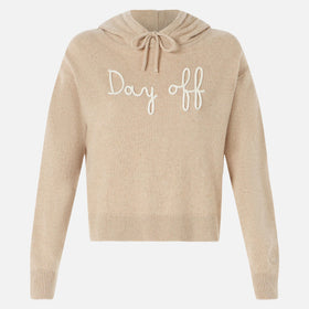 Woman cropped knit hoodie with Day Off embroidery