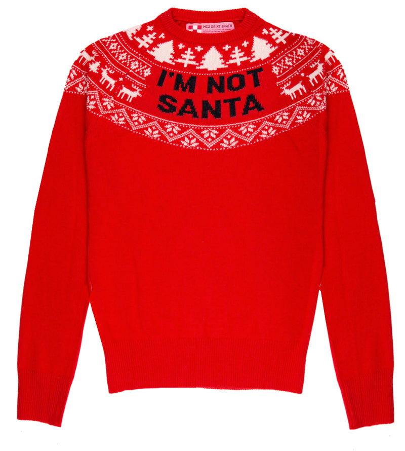 Maglia rossa da donna girocollo con stampa I'm not Santa