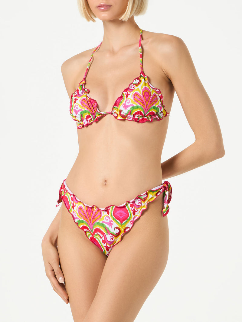 Bikini da donna a triangolo con stampa ikat