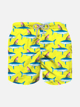 Boy swim shorts with shark print