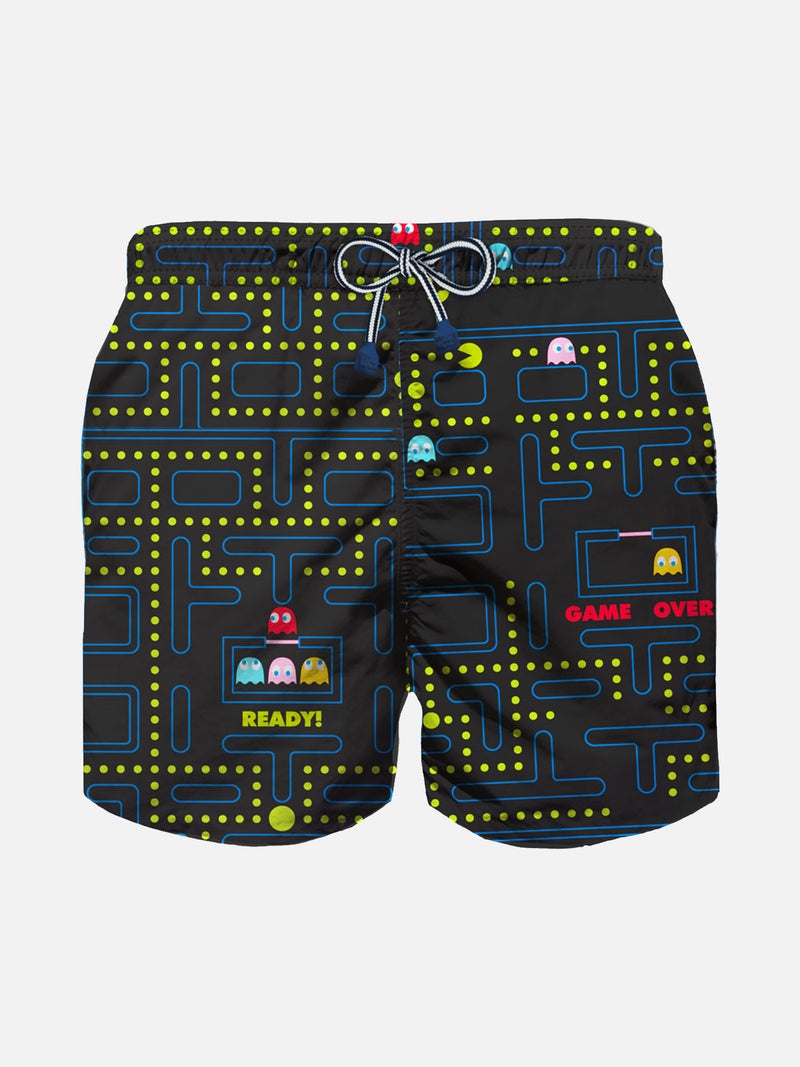 Badeshorts für Jungen aus leichtem Stoff mit Pac-Man-Aufdruck |Pacman©