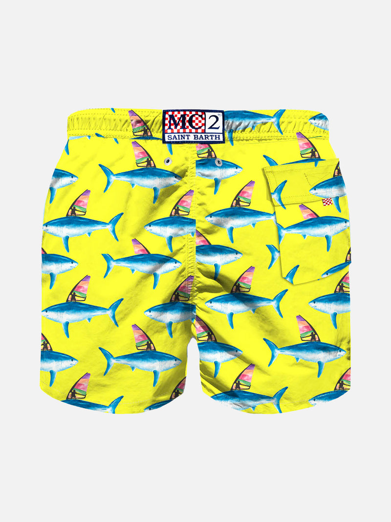 Boy swim shorts with shark print