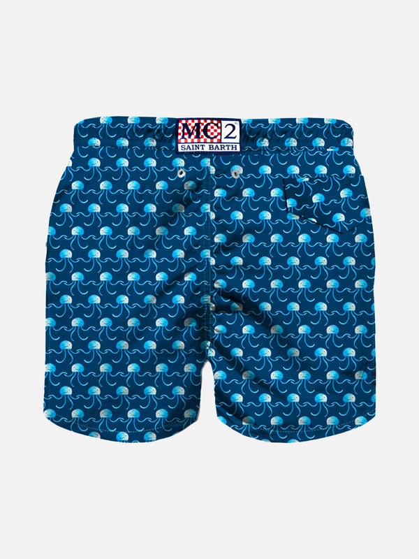 Jellyfish print light fabric boy swim shorts