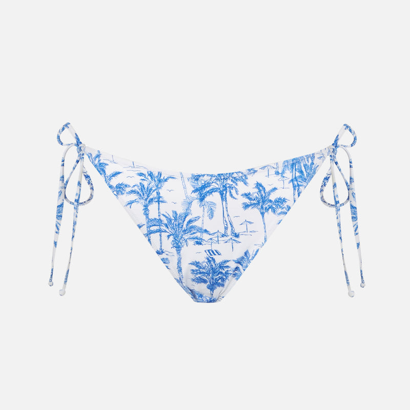 Woman classic swim briefs Virgo with toile de jouy print