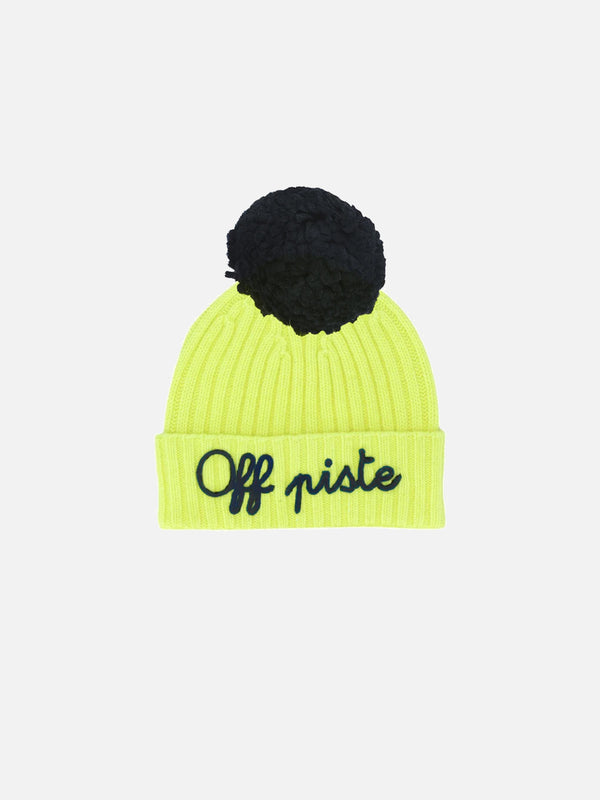 Kid's fluo yellow hat with off piste embroidery