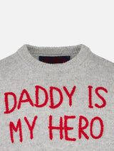 Kid sweater with Daddy is my hero embroidery