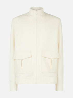 Gestrickte Bomberjacke für Herren mit Filztaschen