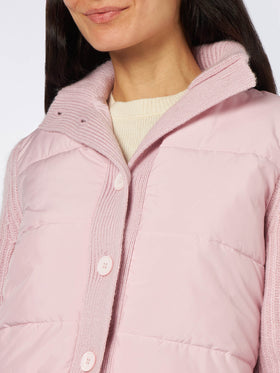 Woman padded jacket with knitted sleeves - MC2 Saint Barth