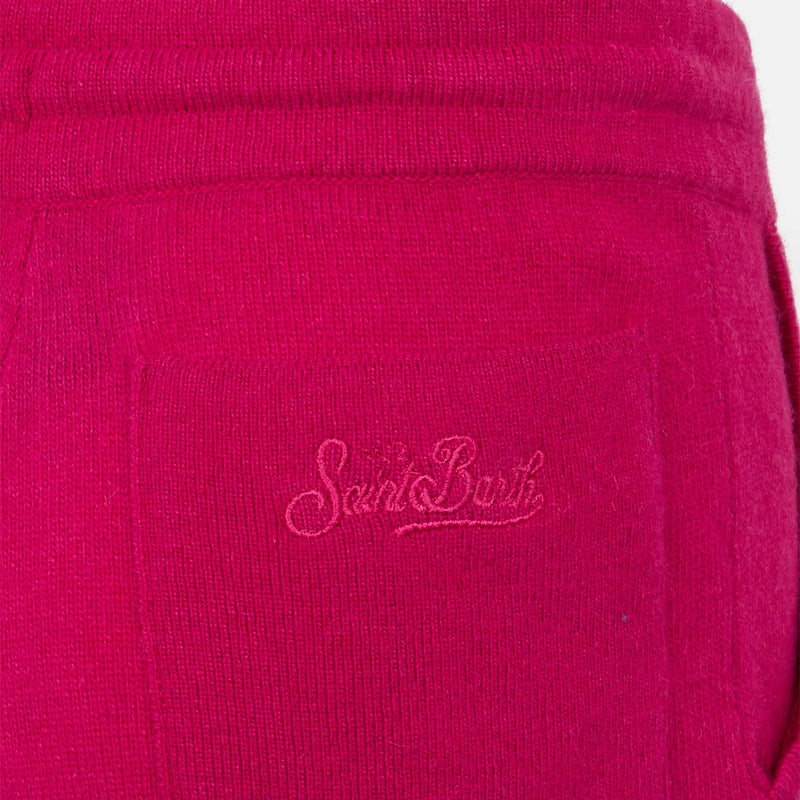 Fuchsia gestrickte Jogginghose für Mädchen