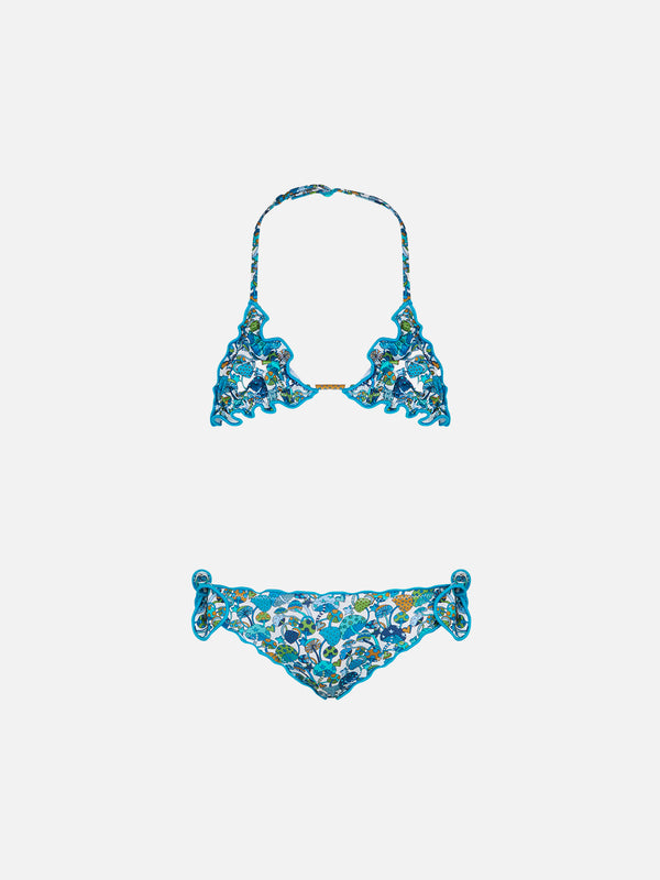 Bikini da bambina a triangolo con stampa funghi | EDIZIONE SPECIALE LIBERTY