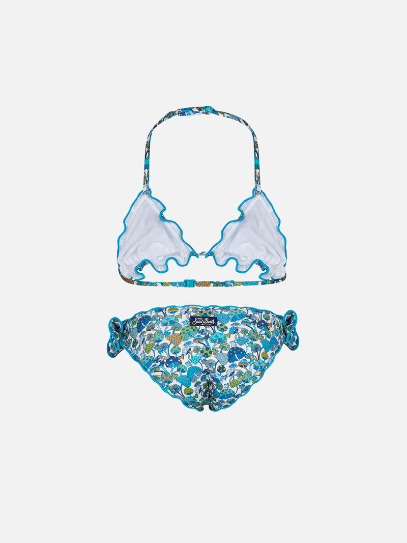 Bikini da bambina a triangolo con stampa funghi | EDIZIONE SPECIALE LIBERTY