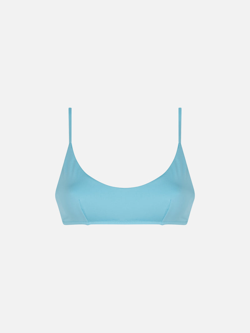 Hellblauer Bralette-Badeanzug für Damen