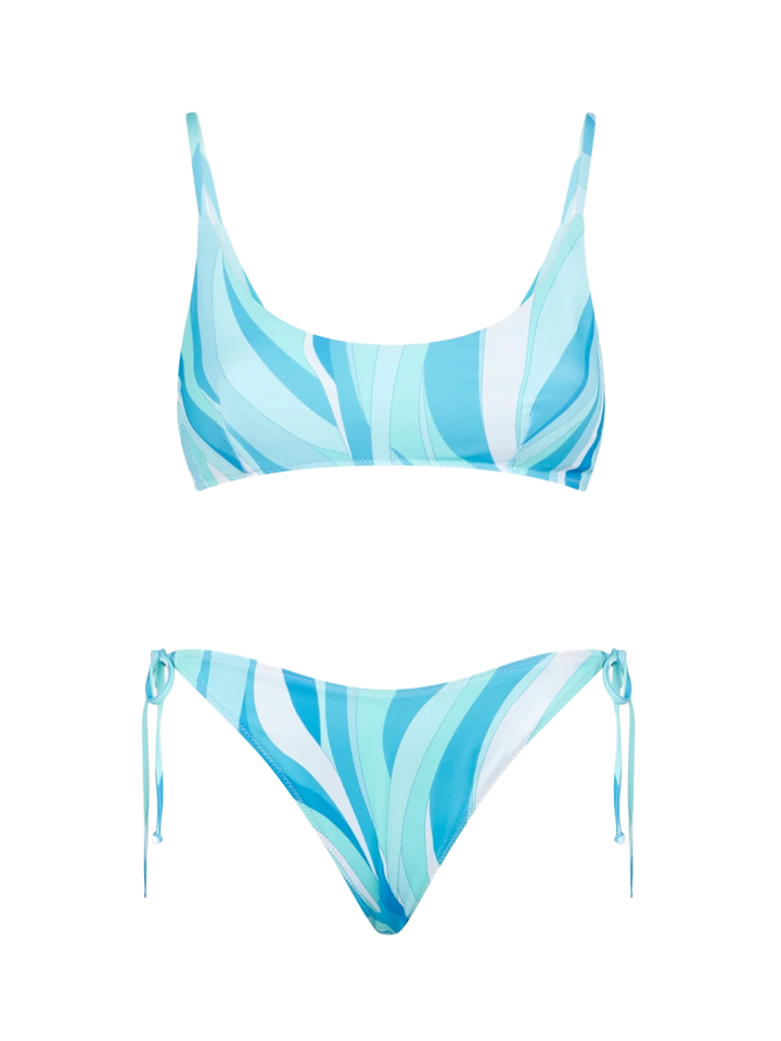 Bikini da donna a bralette con stampa shape wave