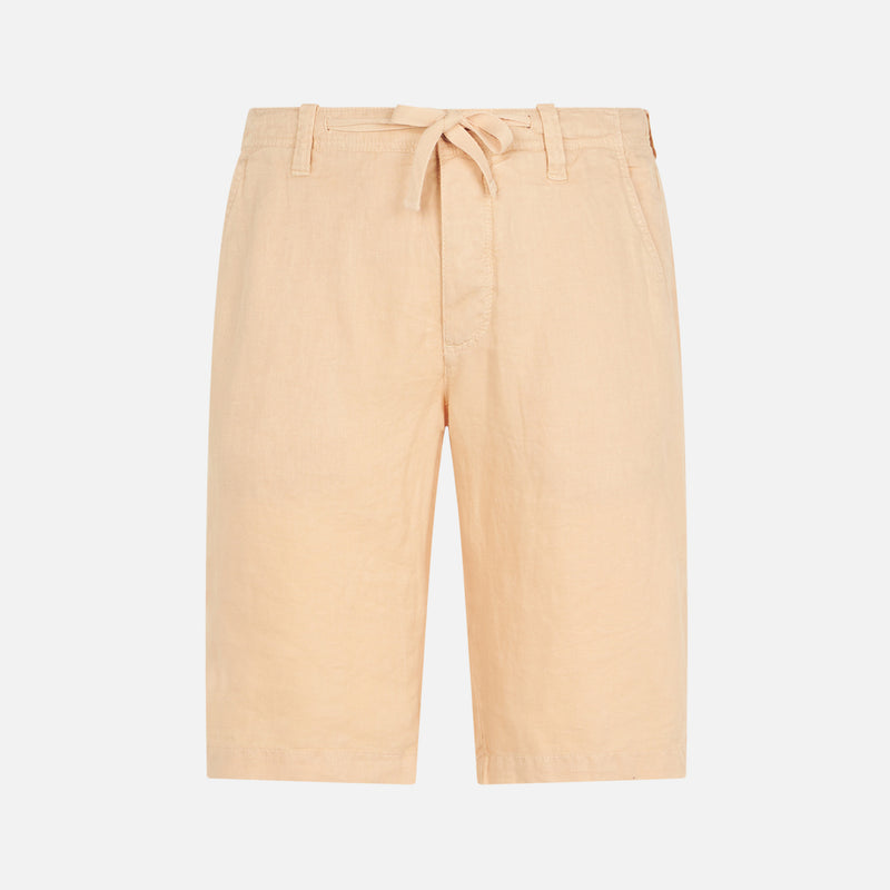 Beige Leinen-Bermudashorts