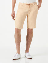 Beige Leinen-Bermudashorts