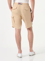 Beige Leinen-Bermudashorts