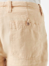 Beige Leinen-Bermudashorts