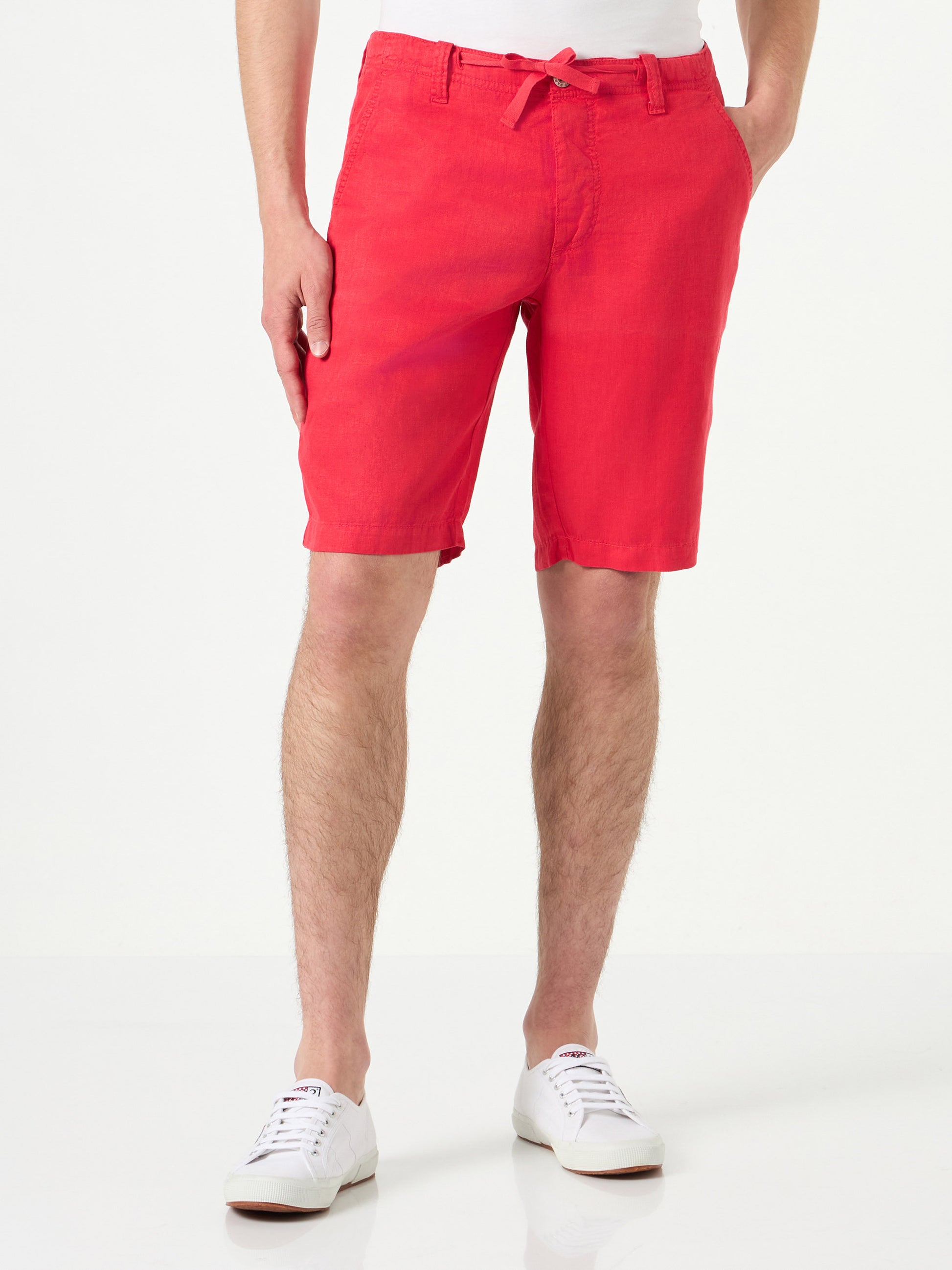 Linen Bermuda Red Shorts - MC2 Saint Barth
