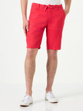 Linen Bermuda Red Shorts - MC2 Saint Barth