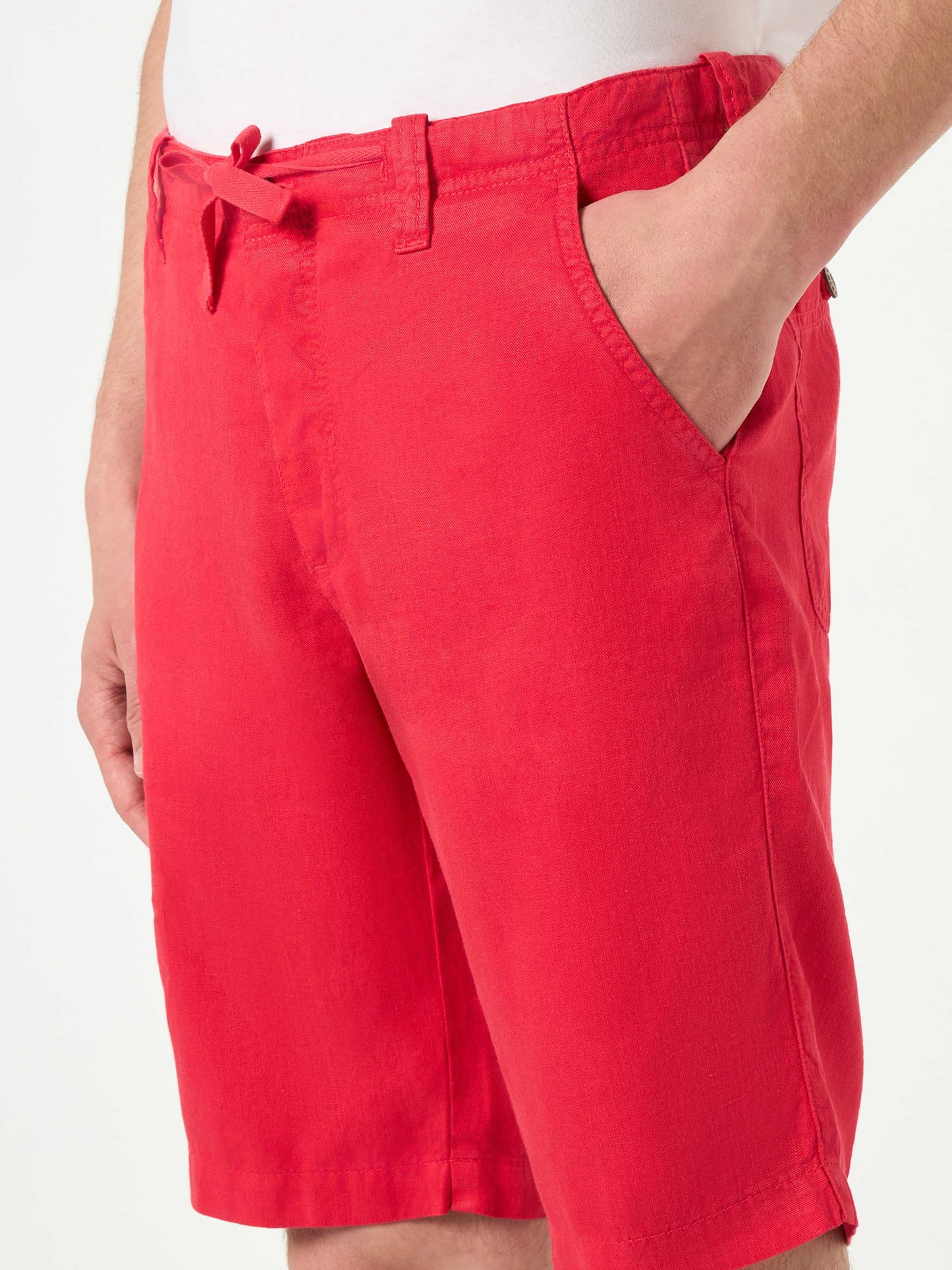 Linen Bermuda Red Shorts - MC2 Saint Barth