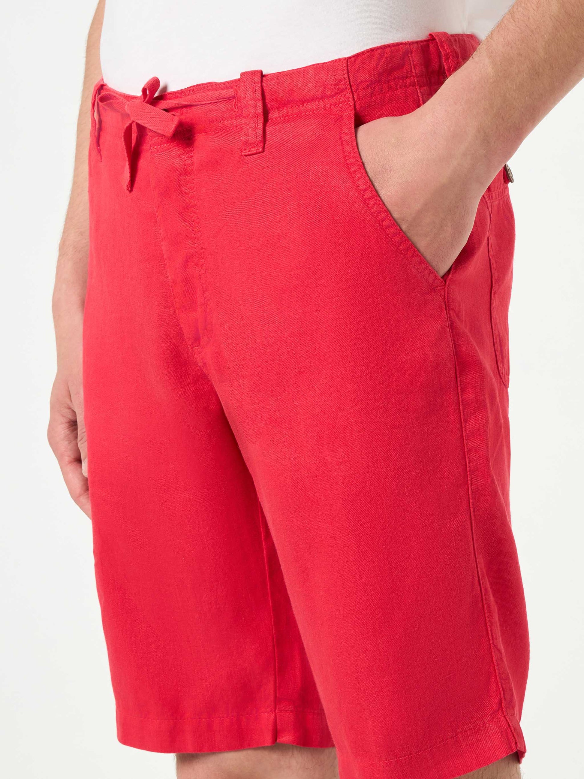 Linen Bermuda Red Shorts - MC2 Saint Barth
