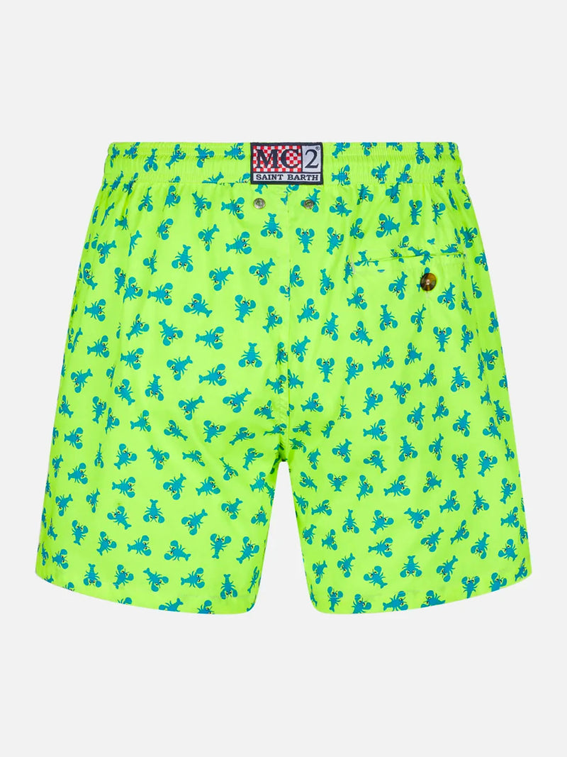 Bequeme Herren-Badeshorts aus leichtem Stoff mit Hummer-Print