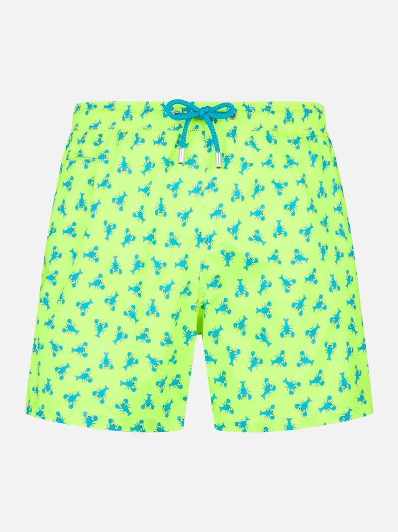 Bequeme Herren-Badeshorts aus leichtem Stoff mit Hummer-Print