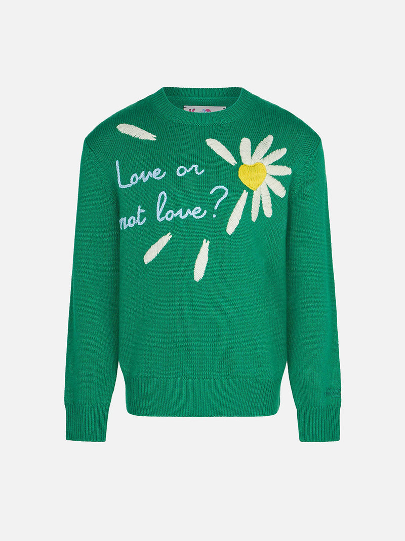 Girl brushed sweater with daisy print