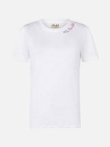 T-shirt in cotone con ricamo Love St. Barth