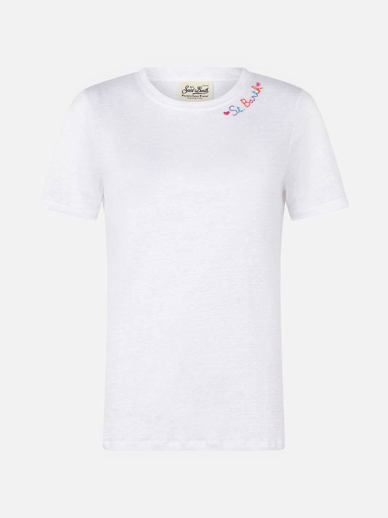 T-shirt in cotone con ricamo Love St. Barth