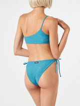 Bikini a bralette monospalla da donna azzurro