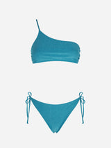 Bikini a bralette monospalla da donna azzurro