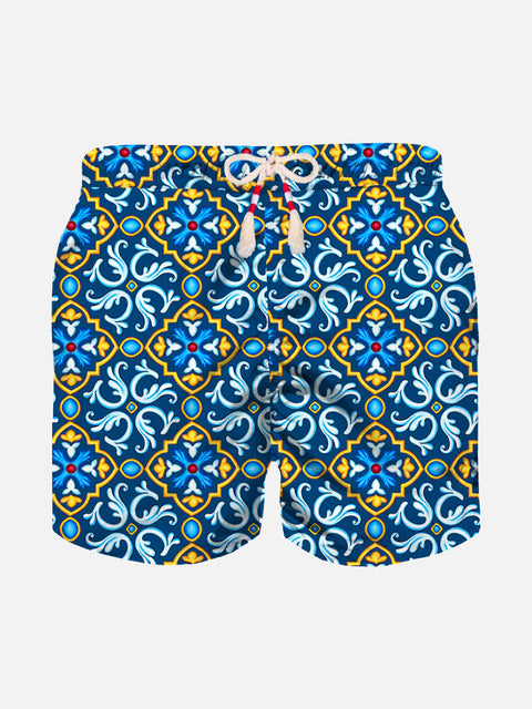Boy swim shorts with majolica print - MC2 Saint Barth