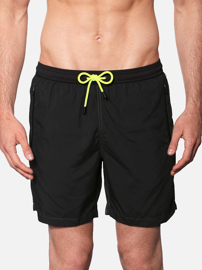 Schwarze Herren-Badeshorts mit Reißverschluss