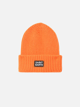 Man fluo orange knit beanie