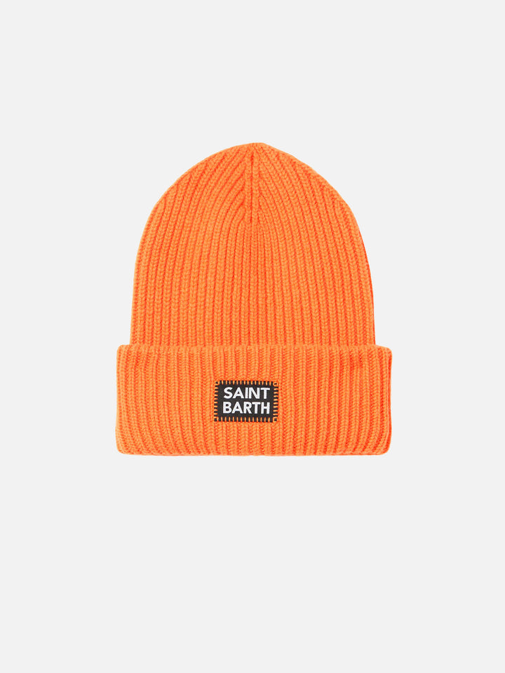 Man fluo orange knit beanie