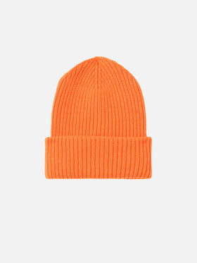 Man fluo orange knit beanie