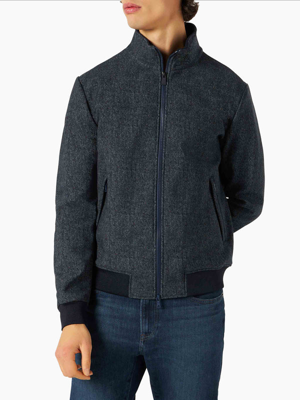 Man mid-weight mélange blue bomber jacket Traveler