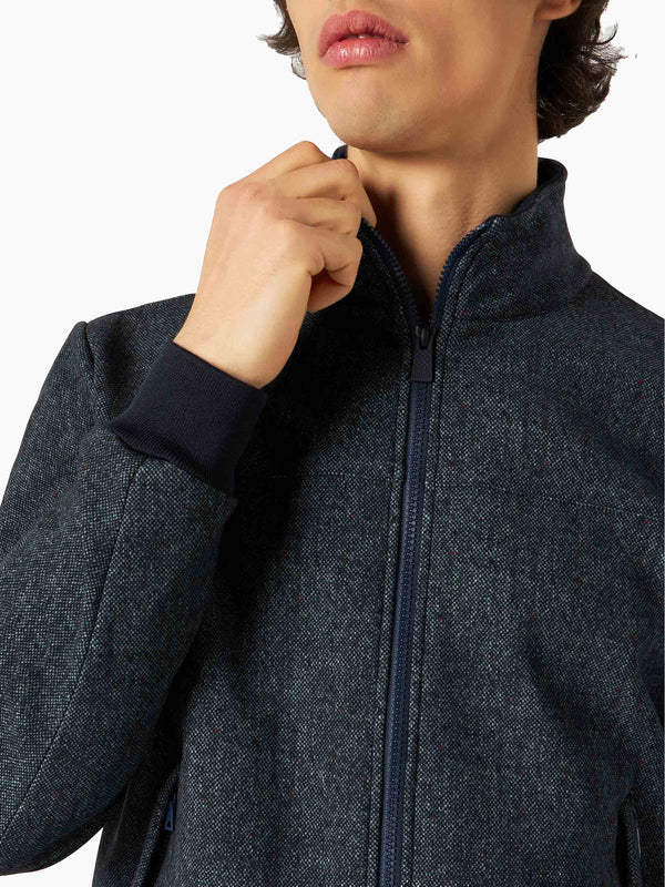 Man mid-weight mélange blue bomber jacket Traveler