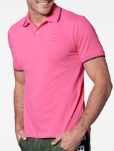 Rosa Fluo-Piquet-Poloshirt mit St. Barth-Karologo