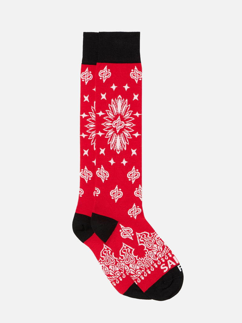 Man long socks with bandanna print