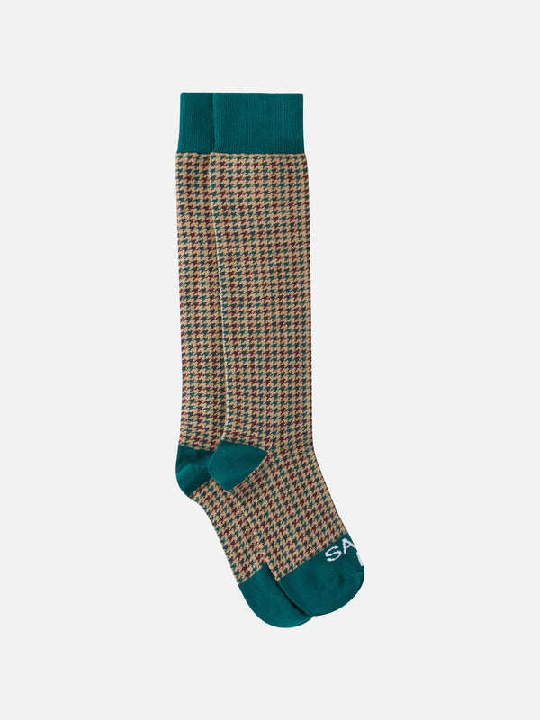 Man knee-high socks with pied de poule print