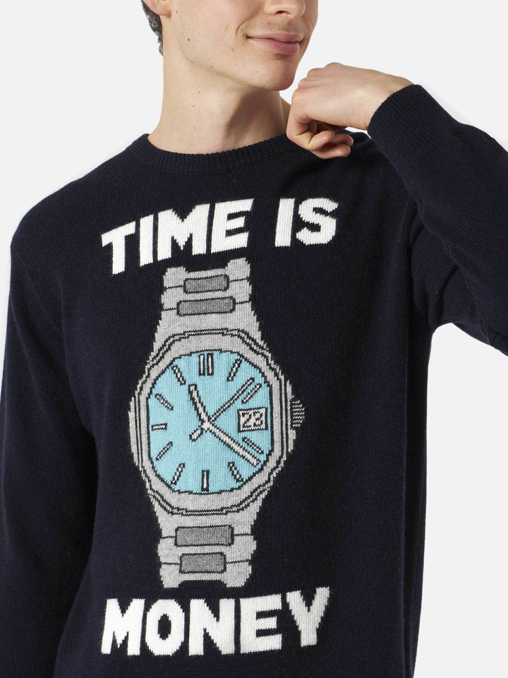 Maglione da uomo con ricamo Time is money