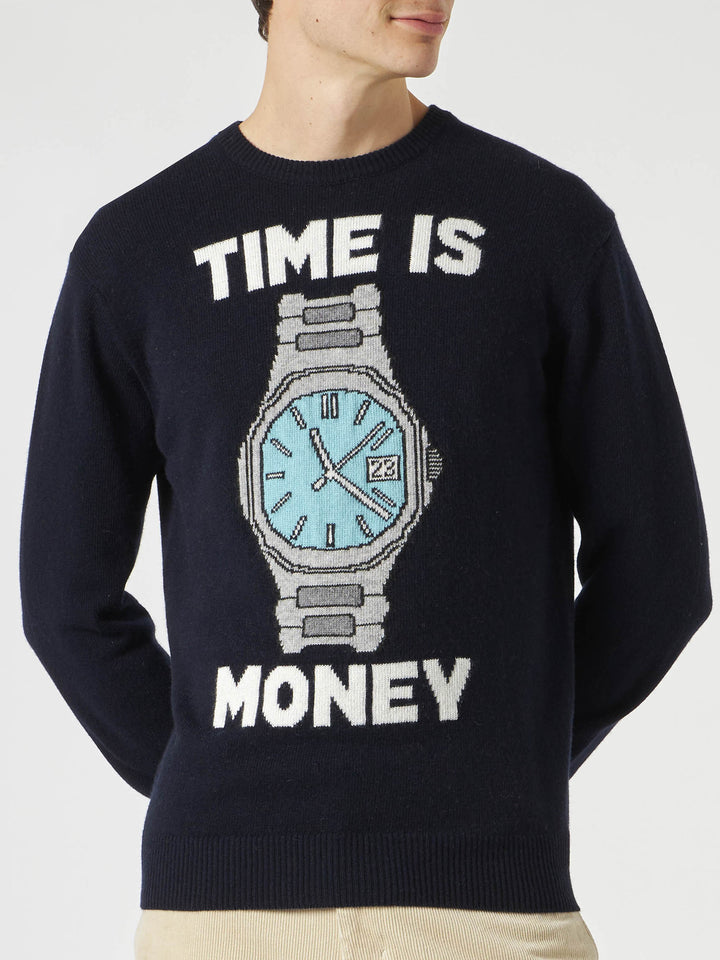 Maglione da uomo con ricamo Time is money