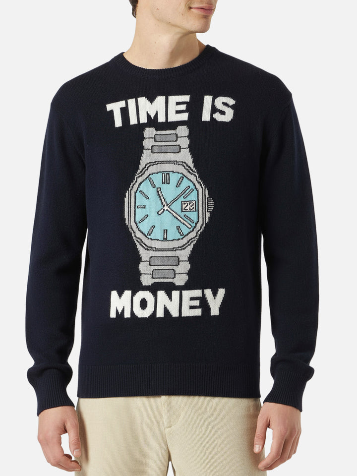 Maglione da uomo con ricamo Time is money