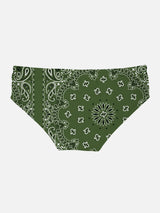 Slip da bagno da uomo con stampa bandana verde militare